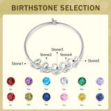 Personalized Stainless Steel Heart Charm Bracelet with Birthstone