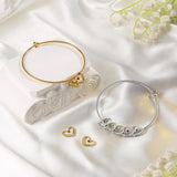 Personalized Stainless Steel Heart Charm Bracelet with Birthstone
