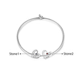 Personalized Stainless Steel Heart Charm Bracelet with Birthstone