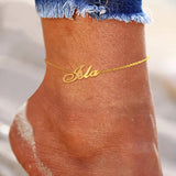 Custom Letter Anklet Stainless Steel Name Nameplate Gift