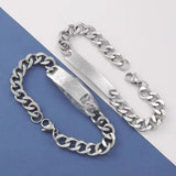 Personalized Stainless Steel Name Bar Men Bracelet Cuban Link Chain