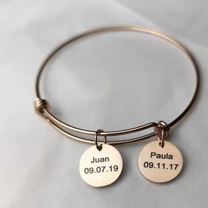 Stainless Steel Name Bracelet Bangle Small Jewelry Gift for Girls
