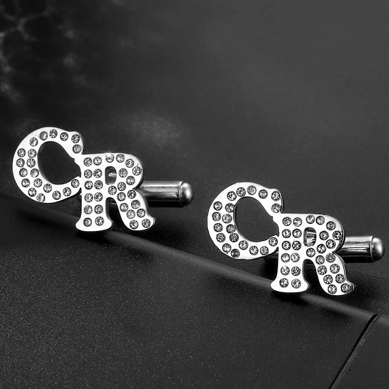 Personalized Zircon Letter Cufflink Jewelry