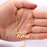 Personalized Stainless Steel Name Necklace Rose Silver Pendant