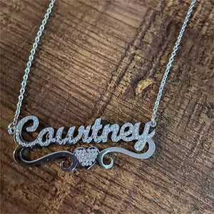 Heart Diamond Letter Necklace for Women