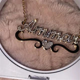 Heart Diamond Letter Necklace for Women