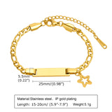 Stainless Steel Star ID Bracelet for Kids, Engraving Name Bracelet 15+5cm