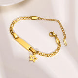 Stainless Steel Star ID Bracelet for Kids, Engraving Name Bracelet 15+5cm