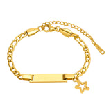 Stainless Steel Star ID Bracelet for Kids, Engraving Name Bracelet 15+5cm