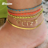 Stainless Steel Zircon Letter Name Anklets For Women