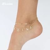 Stainless Steel Zircon Letter Name Anklets For Women
