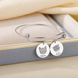 Personalized Stainless Steel Cuff Bracelet with Pet Portrait Engraving