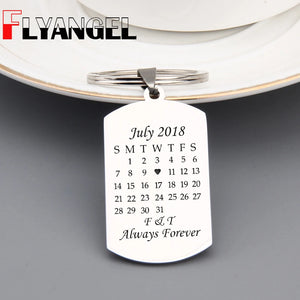 Personalized Stamped Calendar Keychain for Couples