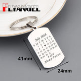 Personalized Stamped Calendar Keychain for Couples