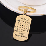 Personalized Stamped Calendar Keychain for Couples