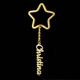 Star Shape Key Ring Name Key Chain Stainless Steel Pendant Keychain