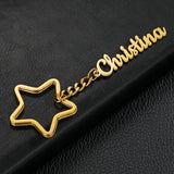 Star Shape Key Ring Name Key Chain Stainless Steel Pendant Keychain