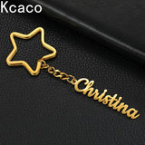 Star Shape Key Ring Name Key Chain Stainless Steel Pendant Keychain