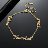 Personalized Three Name Bracelet Stainless Steel Chain Jewelry
