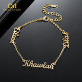 Personalized Three Name Bracelet Stainless Steel Chain Jewelry