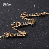 Three Names Necklace Personalized Stainless Steel Nameplate Charm