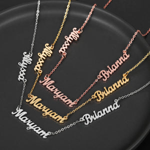 Three Names Necklace Personalized Stainless Steel Nameplate Charm