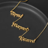 Personalized Stainless Steel Three Name Necklace Nameplate Charm Gift