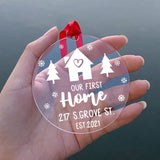 Acrylic Time Family Address Pendant Couple Gift 5 Ribbons