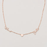 2 Name Necklace With Heart Pendants Stainless Steel Chain