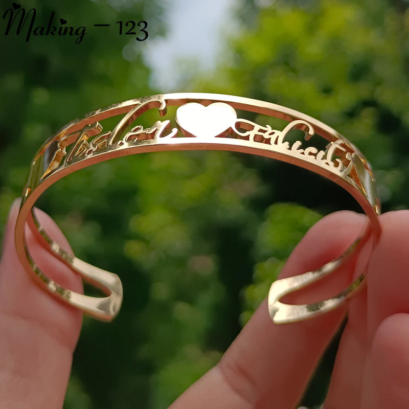 Personalized Stainless Steel Names Bracelets for Women Men