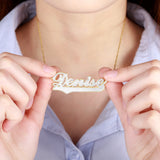 Double Plate Name Necklace 3D Personalized Stainless Steel Pendant