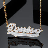 Double Plate Name Necklace 3D Personalized Stainless Steel Pendant