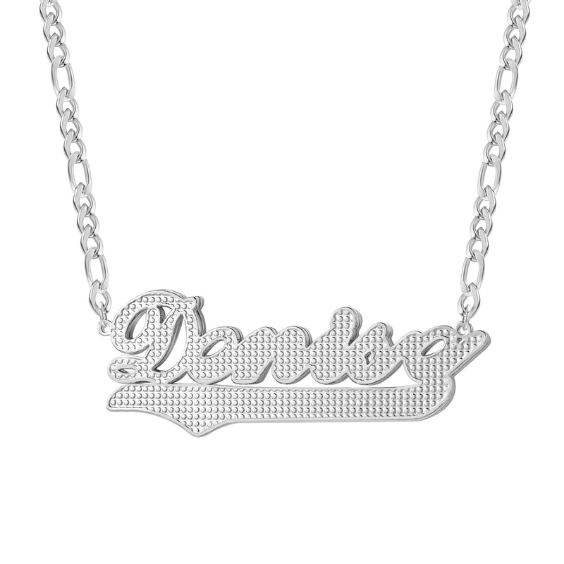 Double Plate Name Necklace 3D Personalized Stainless Steel Pendant