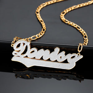 Double Plate Name Necklace 3D Personalized Stainless Steel Pendant