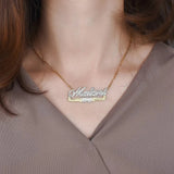 Two Tone Two Heart 18K Plated Name Necklace for Women
