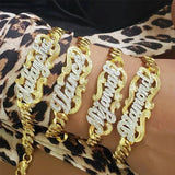 Two-color Name Bracelet For Women Personalized Stainless Steel Jewelry