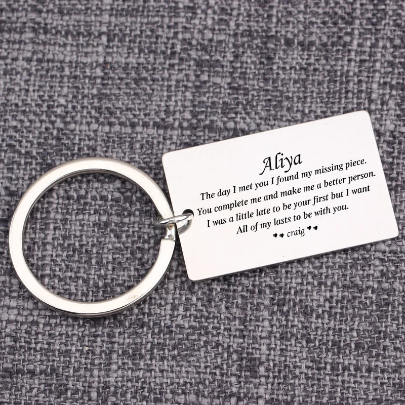 Personalized Couple Lover Keychain Names Bag Charm Jewelry Car Keytags