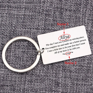 Personalized Couple Lover Keychain Names Bag Charm Jewelry Car Keytags