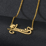 Personalized Love Heart Nameplate Necklace for Women Stainless Steel Jewelry