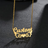 Personalized Love Heart Nameplate Necklace for Women Stainless Steel Jewelry