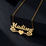 Personalized Love Heart Nameplate Necklace for Women Stainless Steel Jewelry