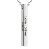 Vertical Bar Name Necklace Engraving Letters Lucky Numbers Pendants