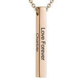 Vertical Bar Name Necklace Engraving Letters Lucky Numbers Pendants