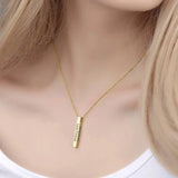 Vertical Bar Name Necklace Engraving Letters Lucky Numbers Pendants
