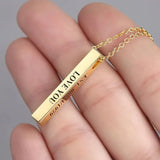 Vertical Bar Name Necklace Engraving Letters Lucky Numbers Pendants