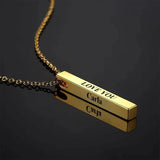 Vertical Bar Name Necklace Engraving Letters Lucky Numbers Pendants