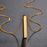 Vertical Bar Name Necklace Engraving Letters Lucky Numbers Pendants