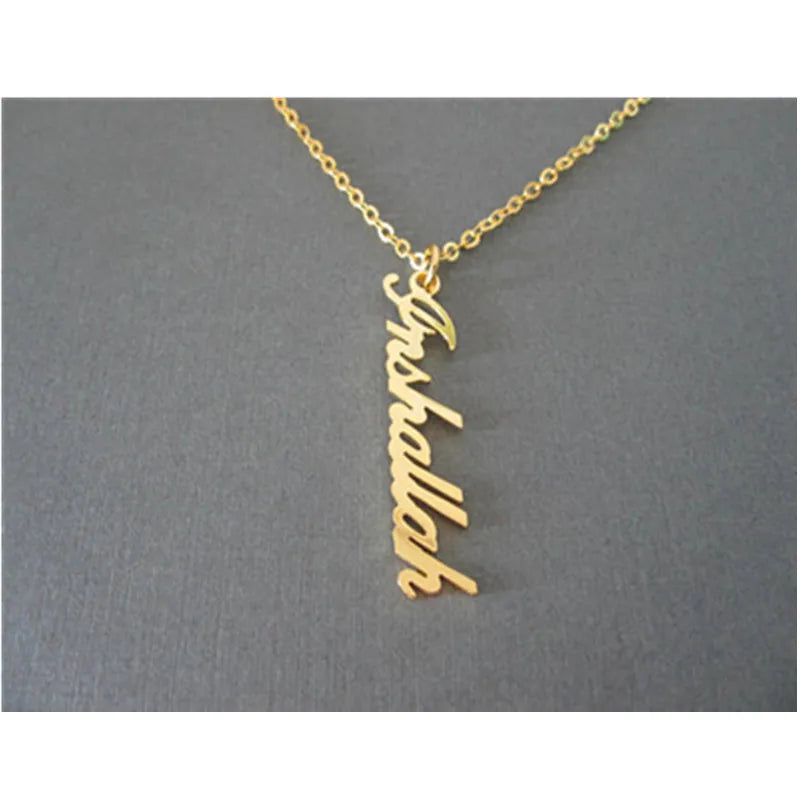 Personalized Vertical Name Necklace Silver Choker