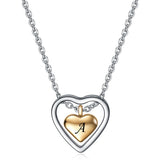 Women Heart Pendant Necklaces Initial Letter Stainless Steel