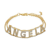 Personalized Women Name Bracelet with CZ Stone Wrap Gift